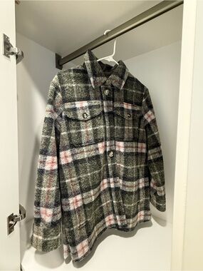 Isabel Marant Etoile Plaid Wool-Blend Jacket in Olive and Cream